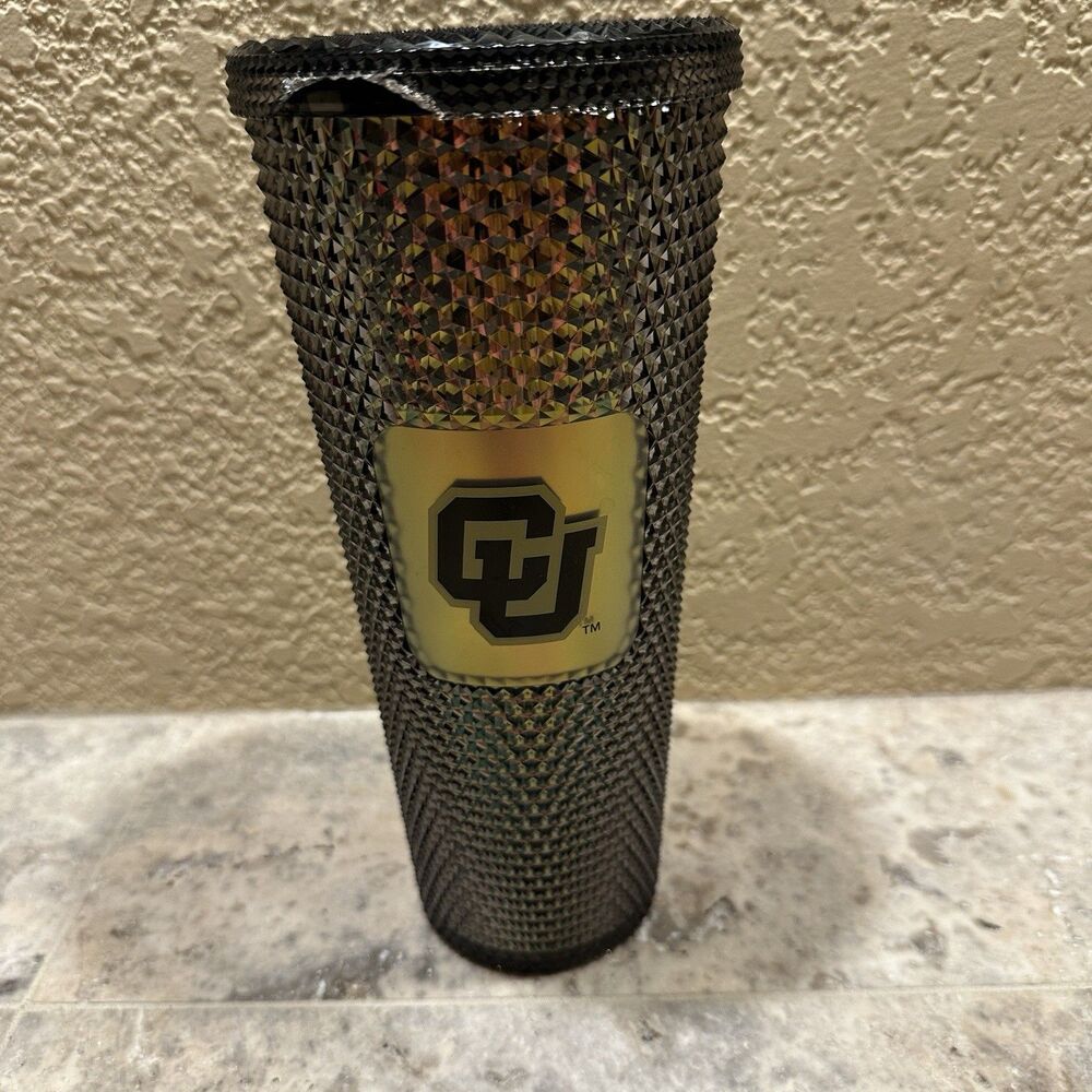 Starbucks CU Colorado University Studded 24 Oz Tumbler Iridescent Black & Gold
